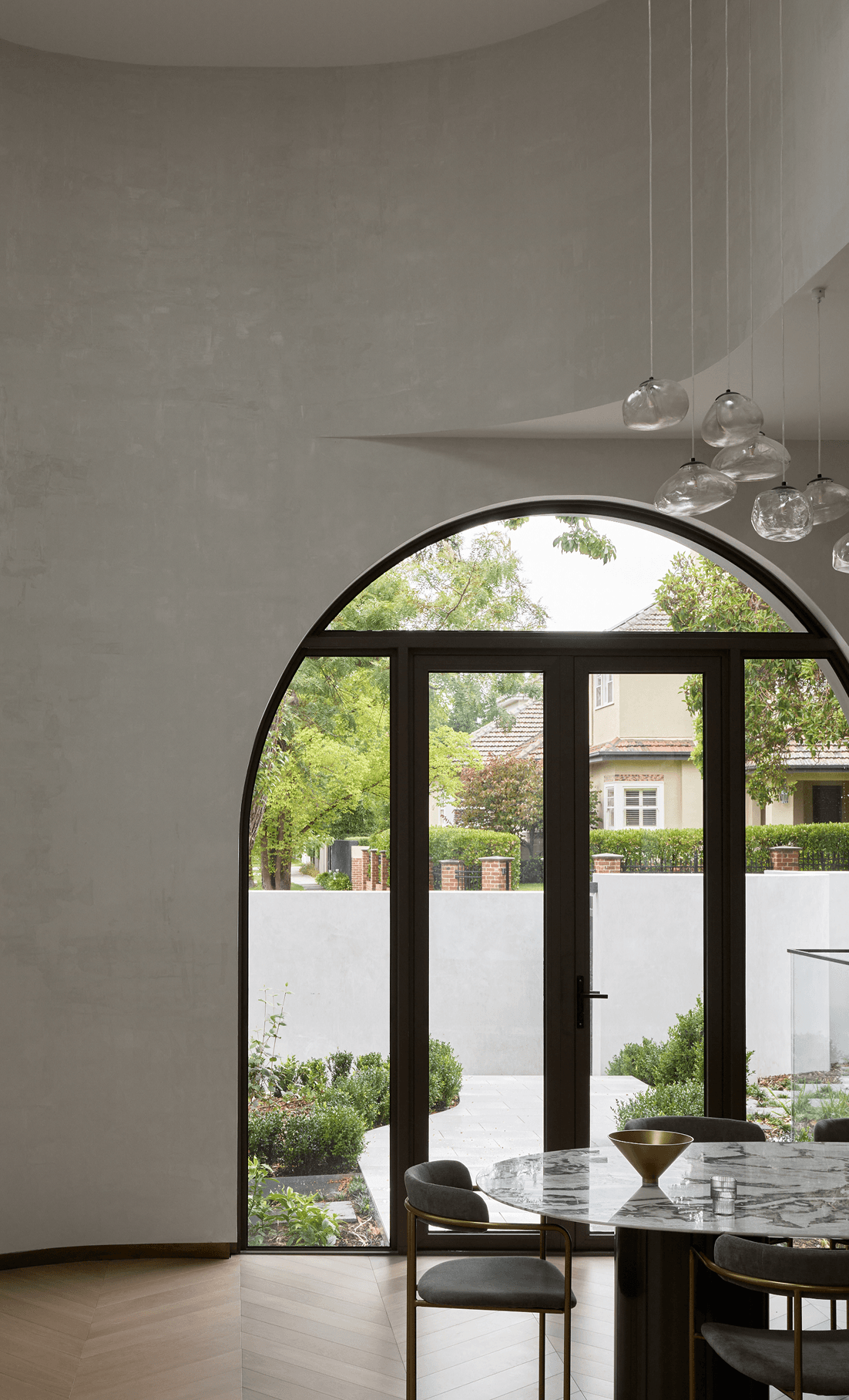 Manoir project — arched door to dining