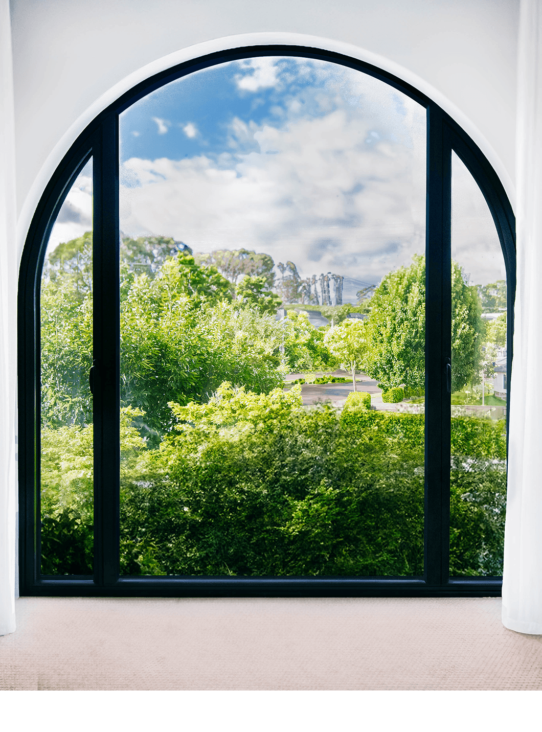 Manoir project — arched window onto the garden